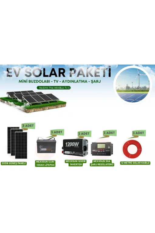Güneş Enerji Paketi Yaz Kış Kullanım LiFePO4 Solar Paket Güneş Enerji Paketi Yaz Kış Kullanım LiFePO4 Solar Paket
